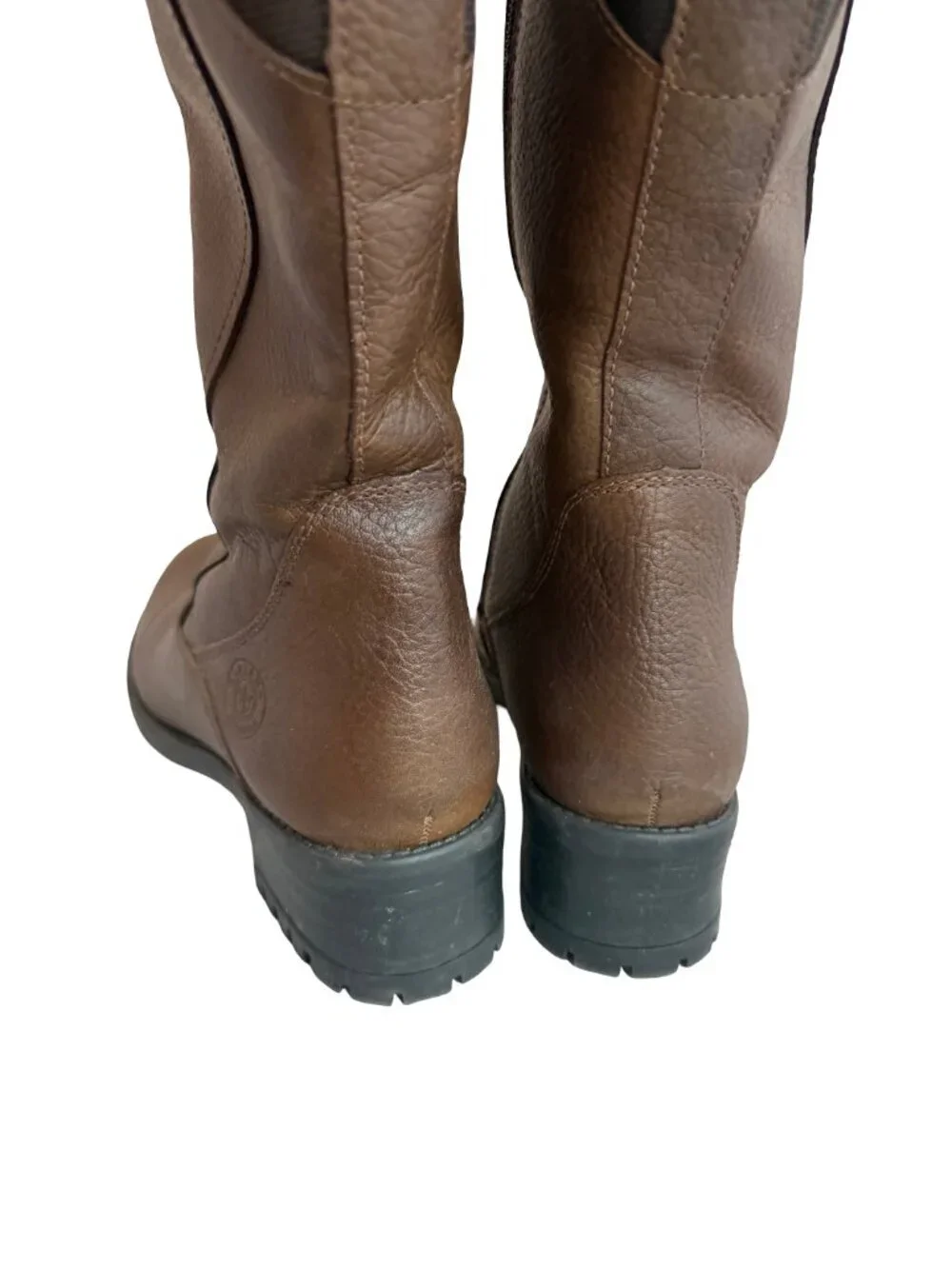 Santana Canada Tall Brown Leather Boots Sherpa Lining Rugged Outsole Size 8